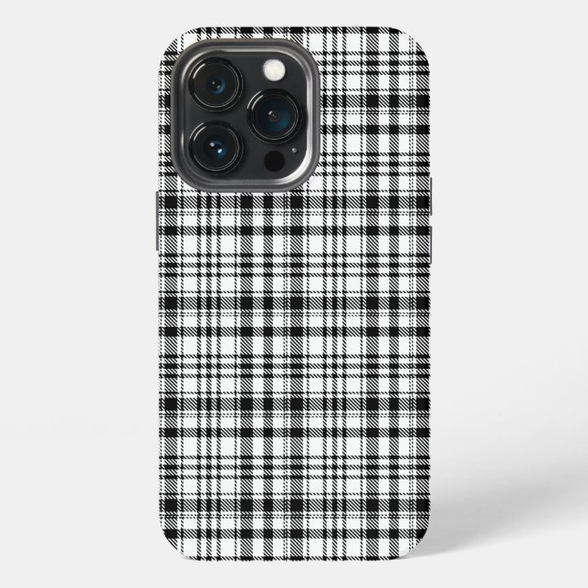 Funda Para iPhone PLaid clásico en blanco y negro (Reverso )