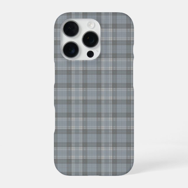 Funda Para iPhone Plaid gris azul profundo y gris suave (Reverso)