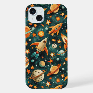 Planeta Naranja Teal Espacio Atómico de Mitad de S