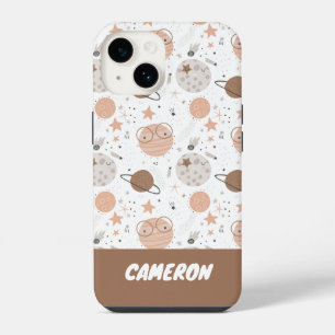 Funda Para iPhone 14 Planeta Patrón de Doodle Lindo