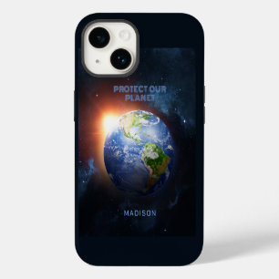 Funda Para iPhone 14 Planeta Tierra Texto Personalizado