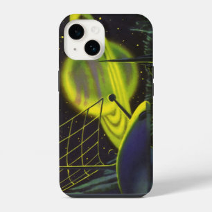 Funda Para iPhone 14 Planeta Verde Neon de Ciencia Ficción Vintage con 