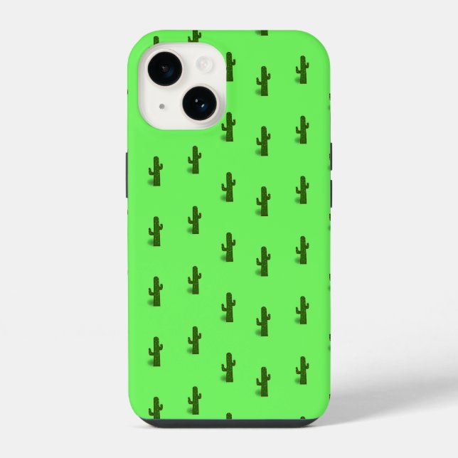 Funda Para iPhone planta de cactus sobre verde claro (Reverso )