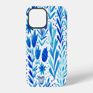 Funda Para iPhone 12 Plantas de acuarela floral de textura sin foco
