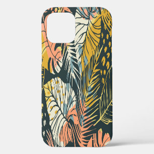 Funda Para iPhone 12 Plantas tropicales: patrón artístico abstracto.