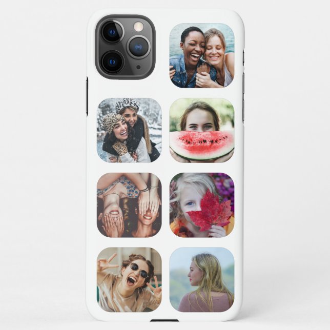 Funda Para iPhone Plantilla blanca de 7 Collages de fotos cuadrados (Reverso)