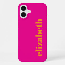 Funda Para iPhone 16 Plus Plantilla de nombres de Naranja y rosa caliente de