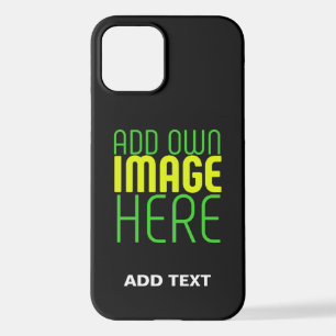 FUNDA PARA iPhone 12 PLANTILLA DE TEXTO DE IMAGEN NEGRA SENCILLA EDITAB