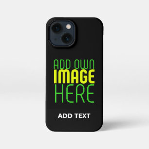 FUNDA PARA iPhone 13 MINI PLANTILLA DE TEXTO DE IMAGEN NEGRA SENCILLA EDITAB