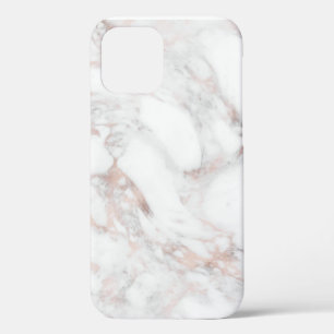 Funda Para iPhone 12 Plantilla en blanco de mármol dorado rosa elegante