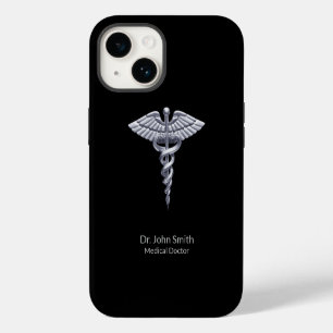 Funda Para iPhone 14 Plata Caduceus sobre medicina de clase negra