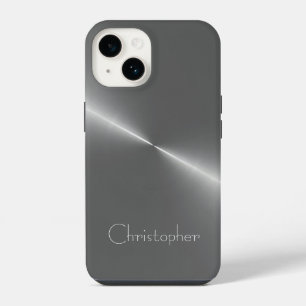 Funda Para iPhone 14 plata pulida de titanio Radial y Metálico 15