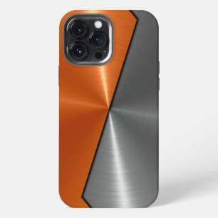 Funda Para iPhone 13 Pro Max Plata y acero inoxidable Naranja Metalizado
