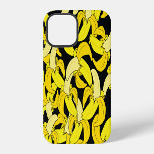 Funda Para iPhone 12 Plátanos Amarillos Vintage: fondo negro