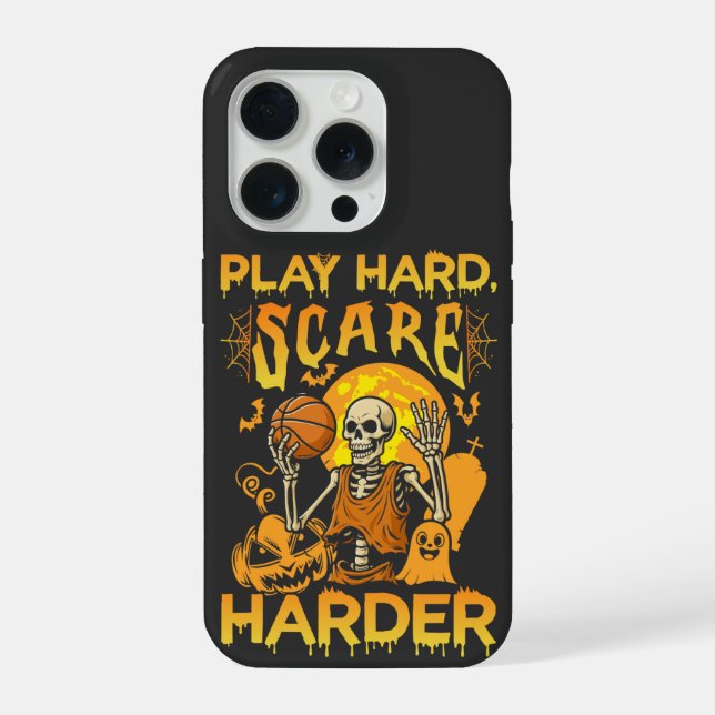 Funda Para iPhone Play Hard Scare Harder Sports Halloween (Reverso )