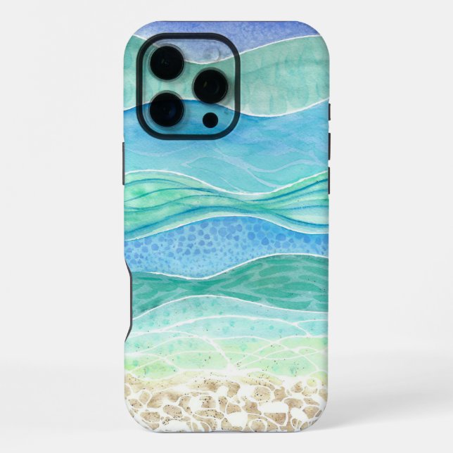Funda Para iPhone Playa abstracta en acuarela (Reverso )