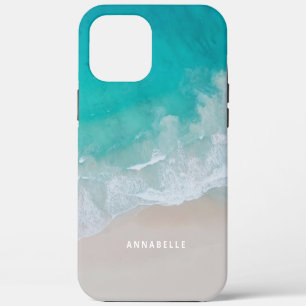 Funda Para iPhone 12 Pro Max playa de arena tropical océano olas soleadas moder
