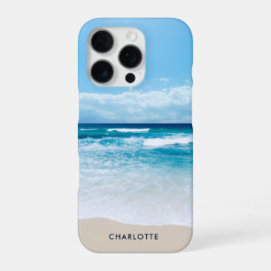 Funda Para iPhone 16 Pro Playa de arena tropical personalizada moderna