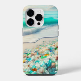 Funda Para iPhone 14 Pro Playa del Océano bonito con cristales marinos