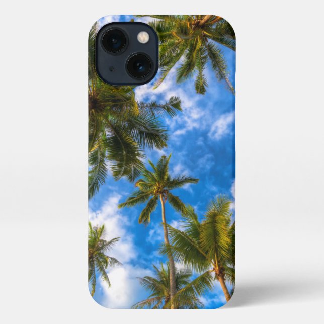 Funda Para iPhone Playas tropicales | Palmeras en cielo azul (Reverso )
