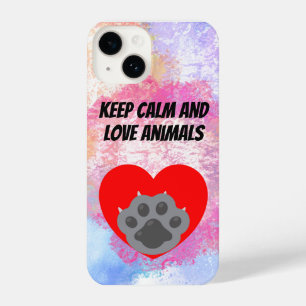 Funda Para iPhone 14 Playera keep calm and love animals phrase