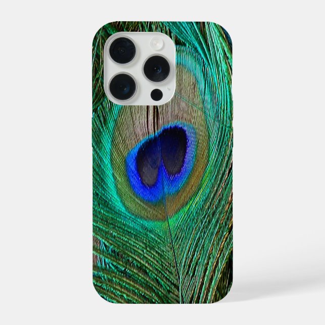 Funda Para iPhone Pluma de Pavo Real Azul Indio (Reverso )