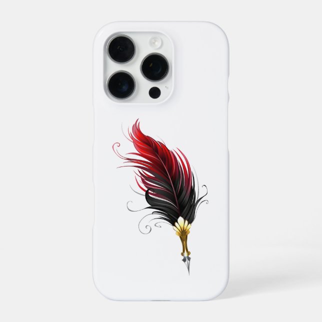 Funda Para iPhone Pluma de plumas rojas con nido de oro (Reverso)