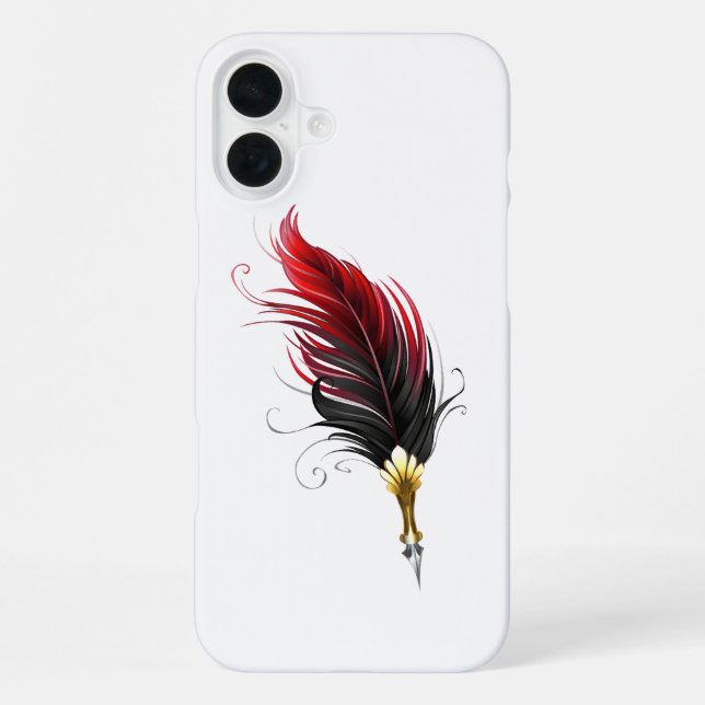 Funda Para iPhone Pluma de plumas rojas con nido de oro (Reverso )
