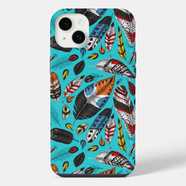 Funda Para iPhone Plumas coloridas (Reverso)
