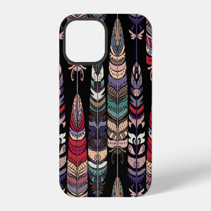 Funda Para iPhone 12 Plumas de Aves Arte Tribal Sin Costuras
