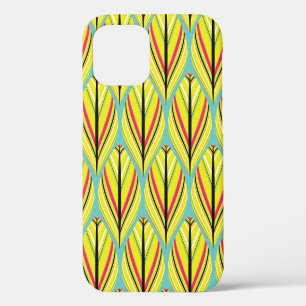 Funda Para iPhone 12 plumas de estilo indio sin fisuras en amarillo b