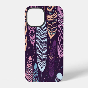 Funda Para iPhone 12 plumas étnicas: negro y blanco