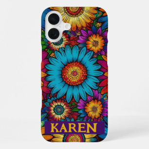 Funda Para iPhone 16 Plus Poder Floral Psicodélico Regalo Retro Hippie 60s