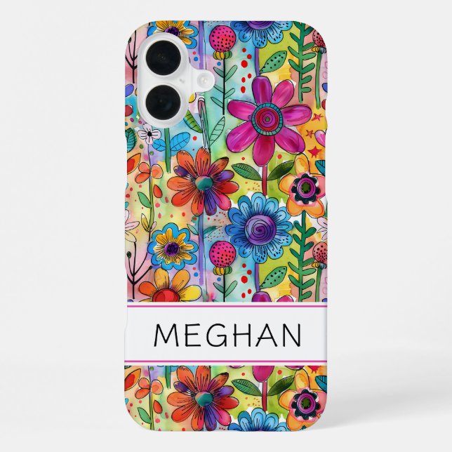 Funda Para iPhone Poder Floral Retro Groovy Personalizado (Reverso )