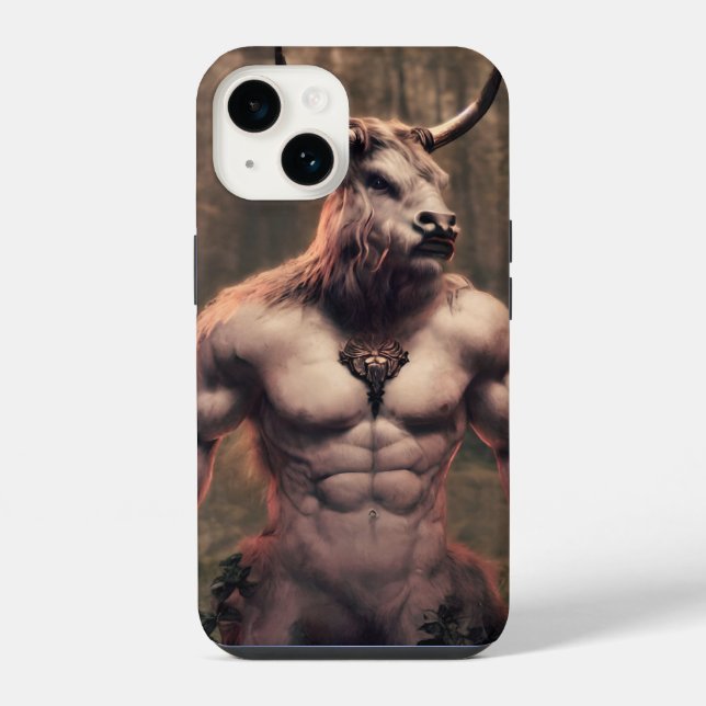 Funda Para iPhone poderoso Tauro en el bosque (Reverso )