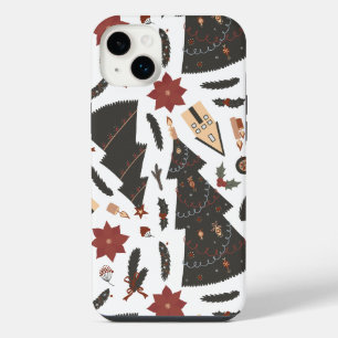 Funda Para iPhone 14 Plus Poinsettia de árbol de Navidad vintage