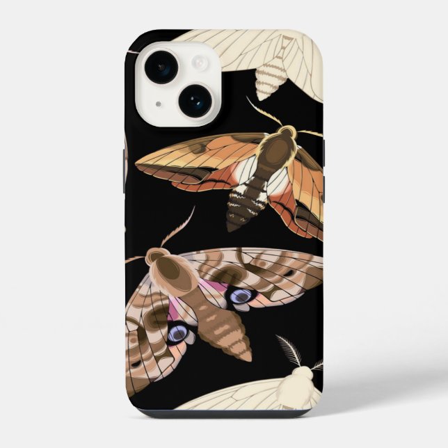 Funda Para iPhone Polillas sobre negro (Reverso )