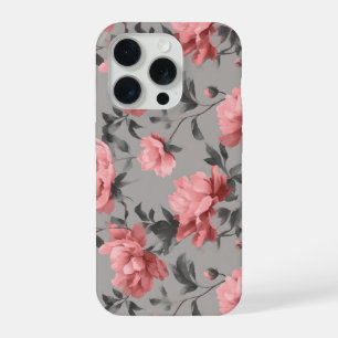 Polvo Romántico Rosa Peonía Gris Patrón Floral