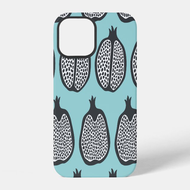 Funda Para iPhone Pomegranate Slices: Black Aqua Pattern. (Reverso )