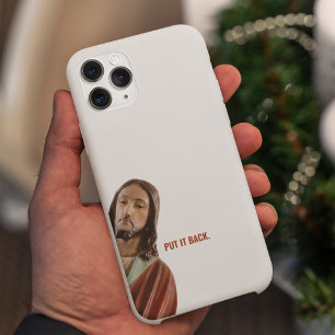 Funda Para iPhone 14 Pro Max Ponlo de nuevo Jesús divertido sobre fondo blanco