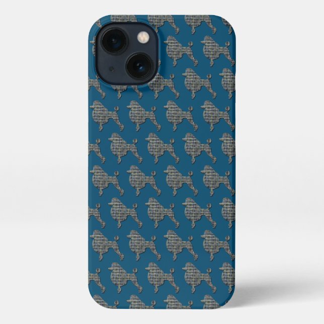 Funda Para iPhone Poodle Dog Cute Silhouette Blue (Reverso )