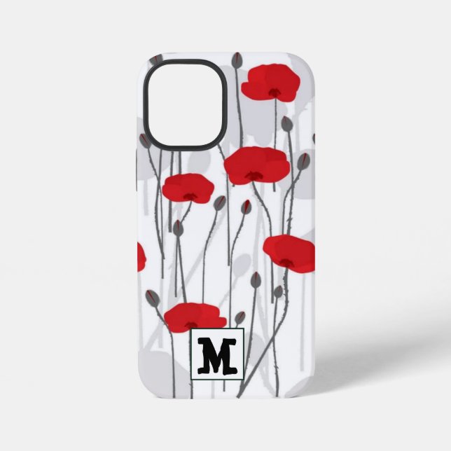 Funda Para iPhone Poppy flower gift botanical pretty monogram (Reverso )
