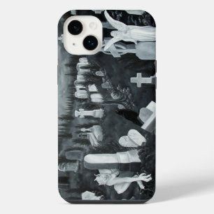 Funda Para iPhone 14 Plus Por la noche en el cementerio - ángel con diablo