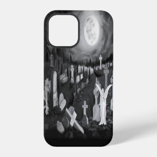 Funda Para iPhone 12 Pro Por la noche en el cementerio - Ángel con el diabl