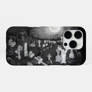 Funda Para iPhone 16 Pro Por la noche en el cementerio - Ángel con el diabl