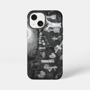 Funda Para iPhone 13 Mini Por la noche en el cementerio - Ángel con el diabl