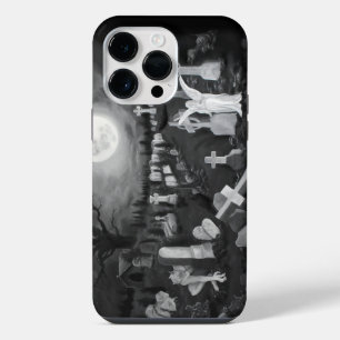 Funda Para iPhone 14 Pro Max Por la noche en el cementerio - Ángel con el diabl