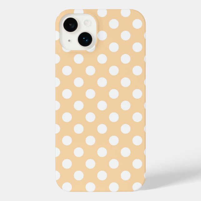 Funda Para iPhone Pos de polka blanca en beige (Reverso )