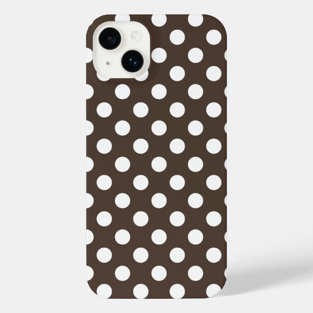 Funda Para iPhone Pos de polka blanca en marrón (Reverso )