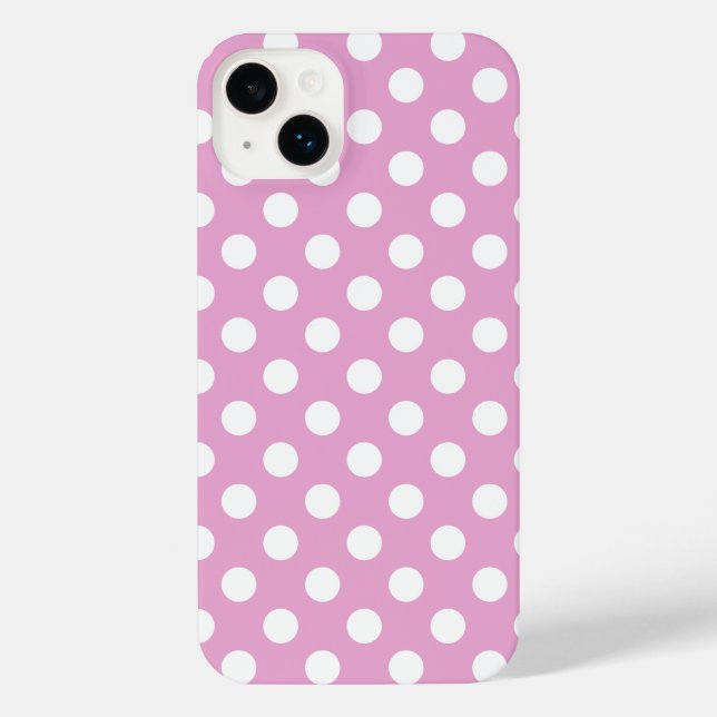 Funda Para iPhone Pos de polka blanca en rosa pálido (Reverso )